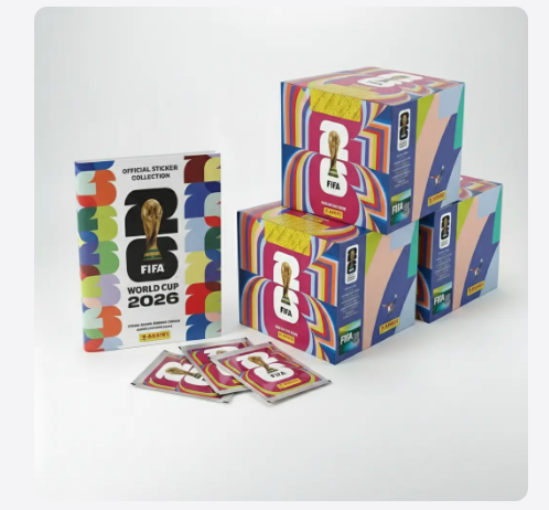 Álbum de capa dura e três caixas de cromos do Mundial 2026